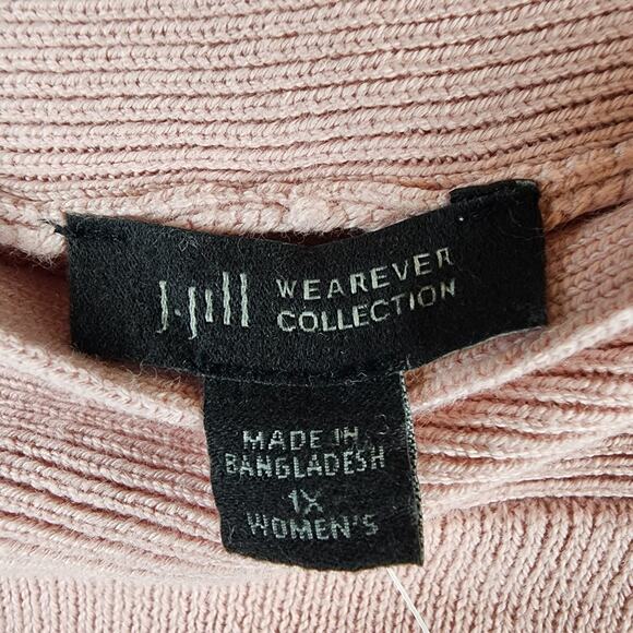 J Jill Wearever Knit Sweater Women 1X Pink Cotton/Poly Side Button Pullover - Picture 9 of 11